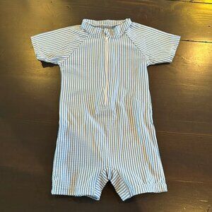 💙 Baby Seersucker One-Piece Swimsuit / Romper 💙 3-6 Month